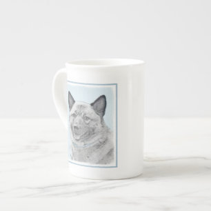 Norsk Elkhound-målning - Original Hund Art Benporslin Mugg