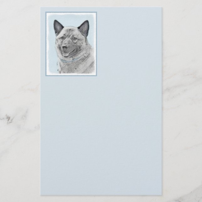 Norsk Elkhound-målning - Original Hund Art Brevpapper (Framsida)