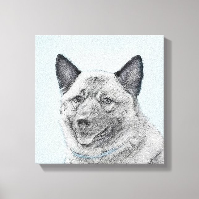 Norsk Elkhound-målning - Original Hund Art Canvastryck (Framsida)