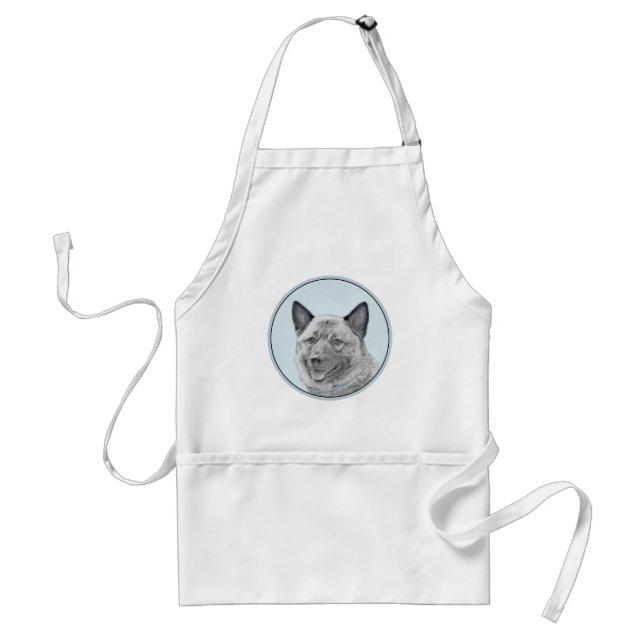 Norsk Elkhound-målning - Original Hund Art Förkläde (Framsidan)