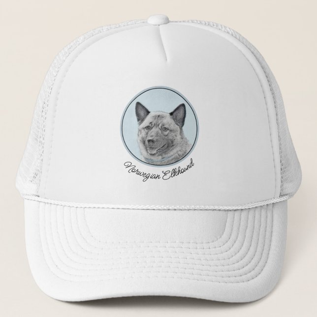 Norsk Elkhound-målning - Original Hund Art Keps (Framsida)