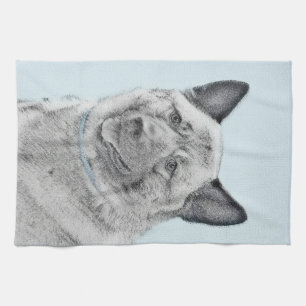 Norsk Elkhound-målning - Original Hund Art Kökshandduk