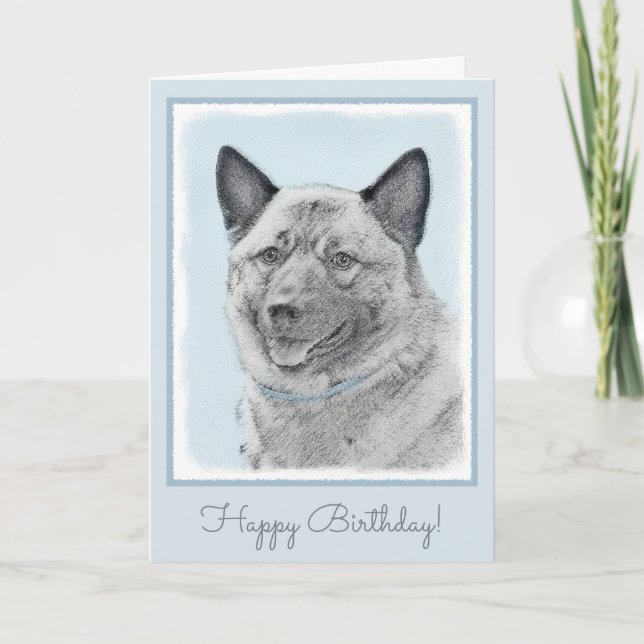 Norsk Elkhound-målning - Original Hund Art Kort (Framsida)