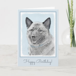 Norsk Elkhound-målning - Original Hund Art Kort