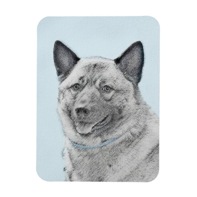 Norsk Elkhound-målning - Original Hund Art Magnet (Vertikal)