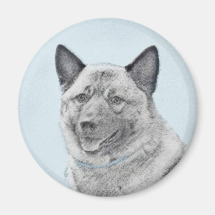 Norsk Elkhound-målning - Original Hund Art Magnet