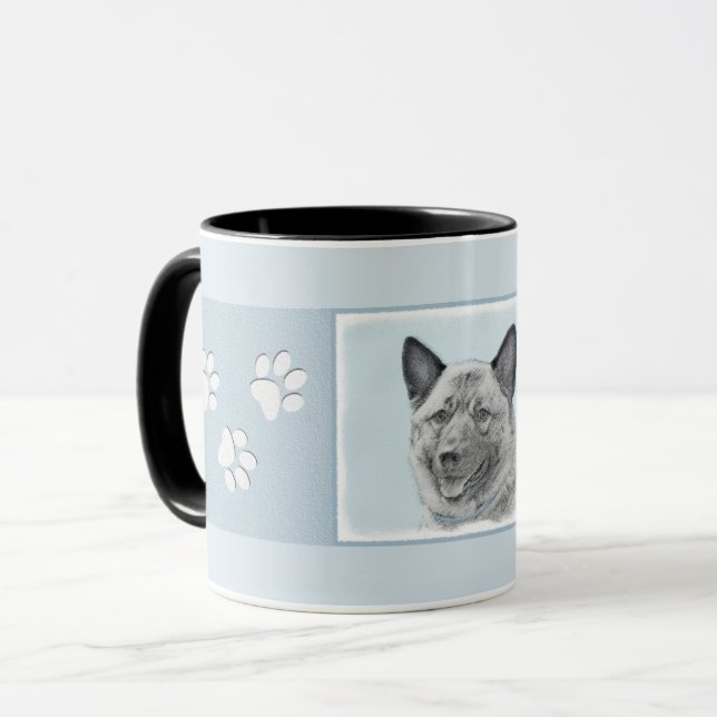 Norsk Elkhound-målning - Original Hund Art Mugg (Framsida vänster)
