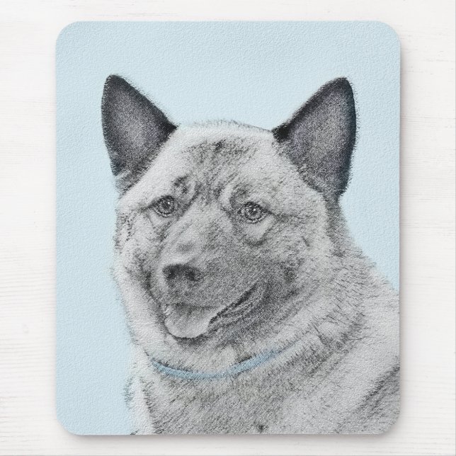 Norsk Elkhound-målning - Original Hund Art Musmatta (Framsidan)