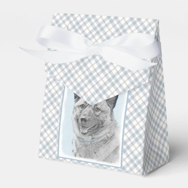 Norsk Elkhound-målning - Original Hund Art Presentaskar (Framsidan Sidan)