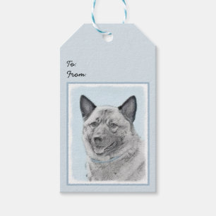 Norsk Elkhound-målning - Original Hund Art Presentetikett