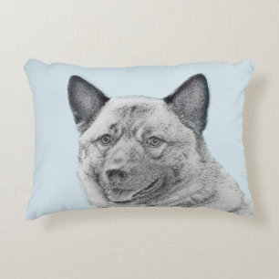 Norsk Elkhound-målning - Original Hund Art Prydnadskudde