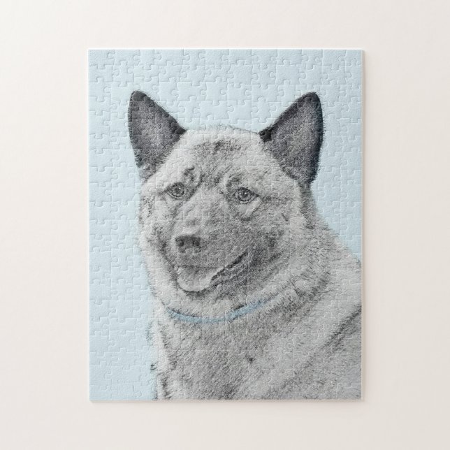 Norsk Elkhound-målning - Original Hund Art Pussel (Vertikal)