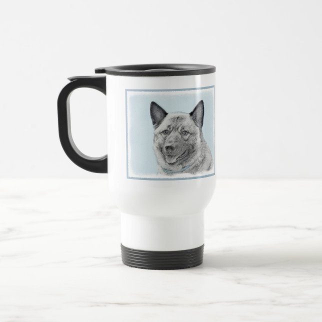 Norsk Elkhound-målning - Original Hund Art Resemugg (Vänster)