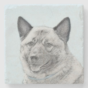 Norsk Elkhound-målning - Original Hund Art Stenunderlägg