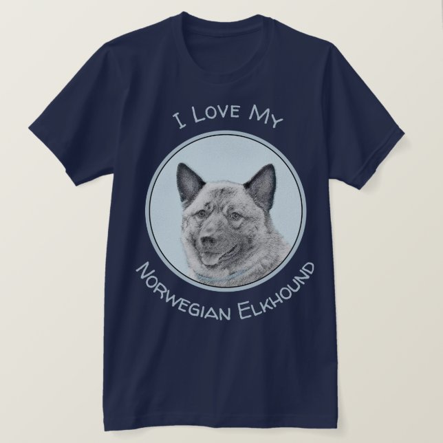 Norsk Elkhound-målning - Original Hund Art T Shirt (Design framsida)