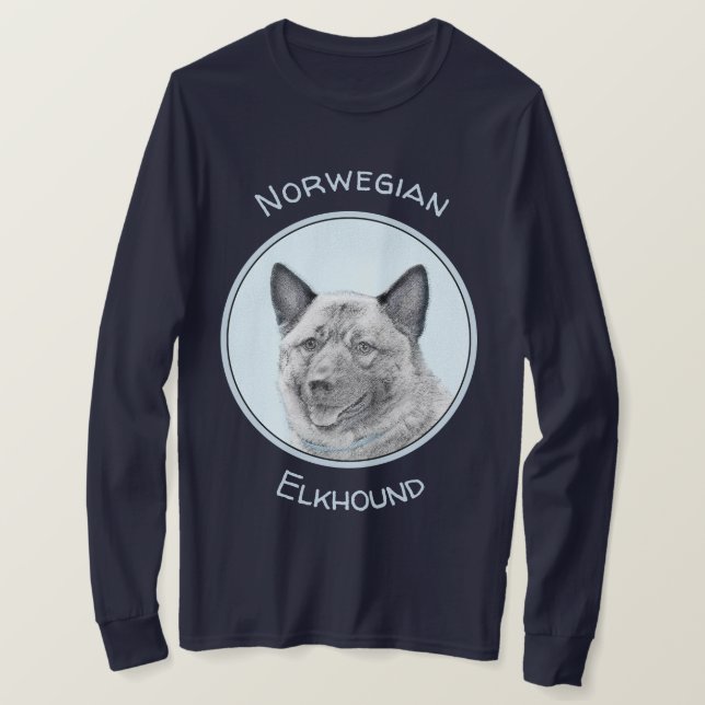 Norsk Elkhound-målning - Original Hund Art T Shirt (Design framsida)