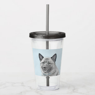 Norsk Elkhound-målning - Original Hund Art Take Away Mugg