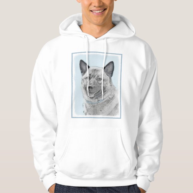 Norsk Elkhound-målning - Original Hund Art Tröja Med Luva (Framsida)