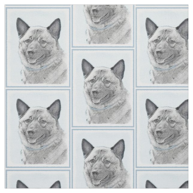 Norsk Elkhound-målning - Original Hund Art Tyg (Provkarta)