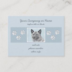 Norsk Elkhound-målning - Original Hund Art Visitkort
