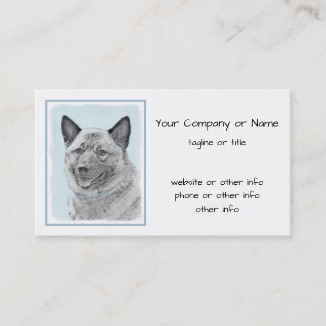 Norsk Elkhound-målning - Original Hund Art Visitkort (Framsida)