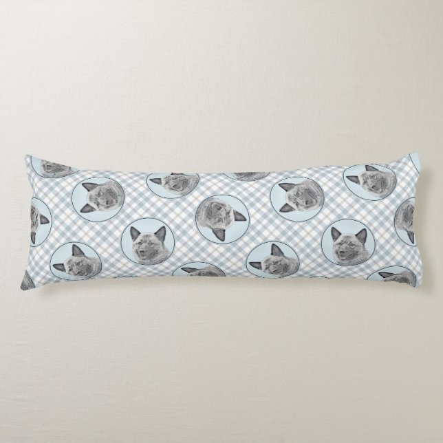 Norsk Elkhound Painting Cute Original Hund Art Kroppskudde (Framsidan)