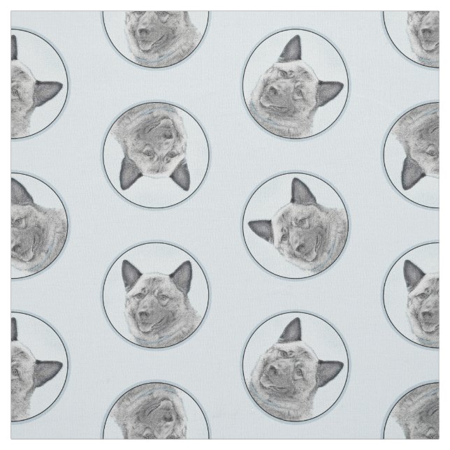 Norsk Elkhound Painting Cute Original Hund Art Tyg (Provkarta)