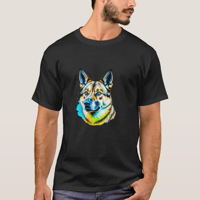 Norsk Elkhound Pop Art I Hund älskare I Stänk Ar T Shirt (Framsida)