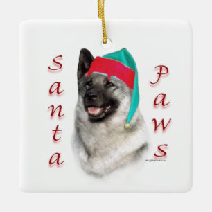 Norsk Elkhound Santa Tassar Julgransprydnad Keramik