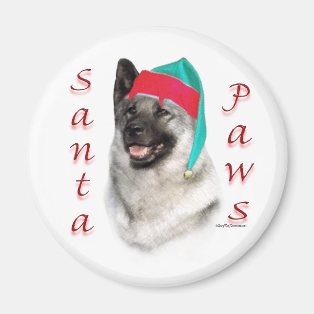Norsk Elkhound Santa Tassar Magnet (Framsidan)