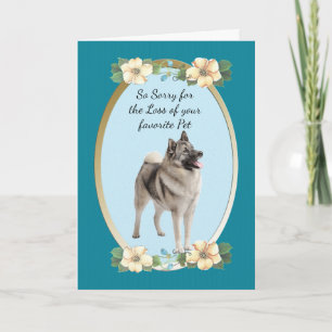 Norsk elkhound Teal Blommigt Sympathy - Pet Loss- Kort