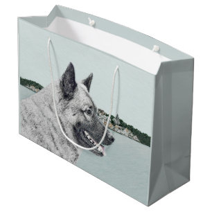 Norsk Elkhound vid Village Painting - Hund Art