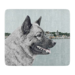 Norsk Elkhound vid Village Painting - Hund Art