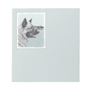 Norsk Elkhound vid Village Painting - Hund Art Anteckningsblock