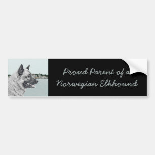 Norsk Elkhound vid Village Painting - Hund Art Bildekal
