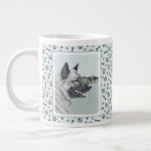 Norsk Elkhound vid Village Painting - Hund Art Jumbo Mugg