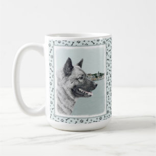 Norsk Elkhound vid Village Painting - Hund Art Kaffemugg