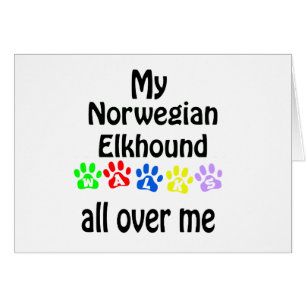 Norsk Elkhound Walks Design Hälsningskort