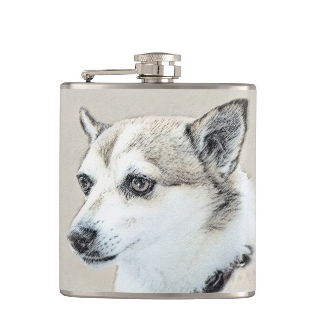 Norsk färg på undehund - Original Hund Art Fickplunta (Framsidan)