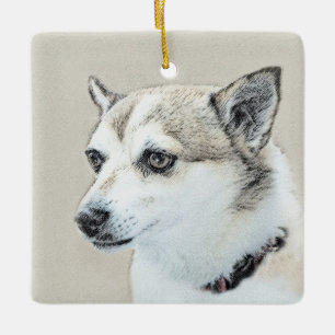Norsk färg på undehund - Original Hund Art Julgransprydnad Keramik
