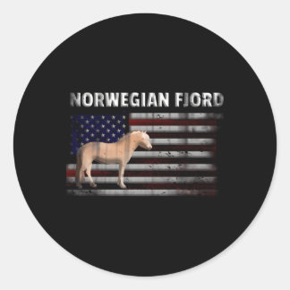 Norsk fjord-häst med amerikansk Flagga Runt Klistermärke
