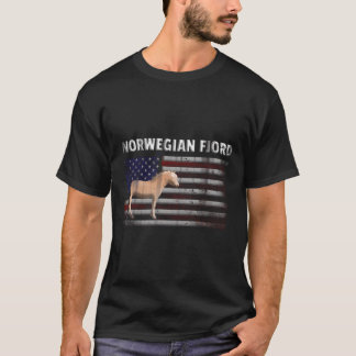 Norsk fjord-häst med amerikansk Flagga T Shirt