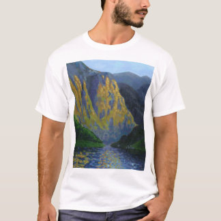 Norsk fjord närmar sig solnedgång t shirt