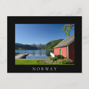 Norsk fjord och boathouse-vykort vykort