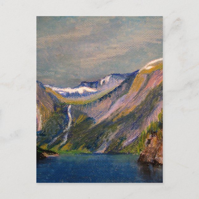 Norsk fjordsoljepastel vykort (Framsida)