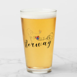 Norsk Flagga Heart Design, Norge Glaskopp