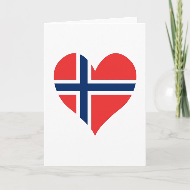 Norsk Flagga Heart Kort (Framsida)