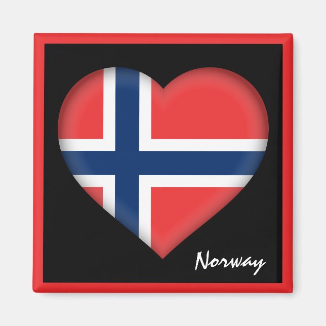Norsk flagga & Heart-Norge helgdag/sport Magnet (Framsidan)