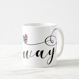 Norsk Flagga Heart, Norge Kaffemugg