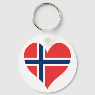 Norsk Flagga Heart Nyckelring